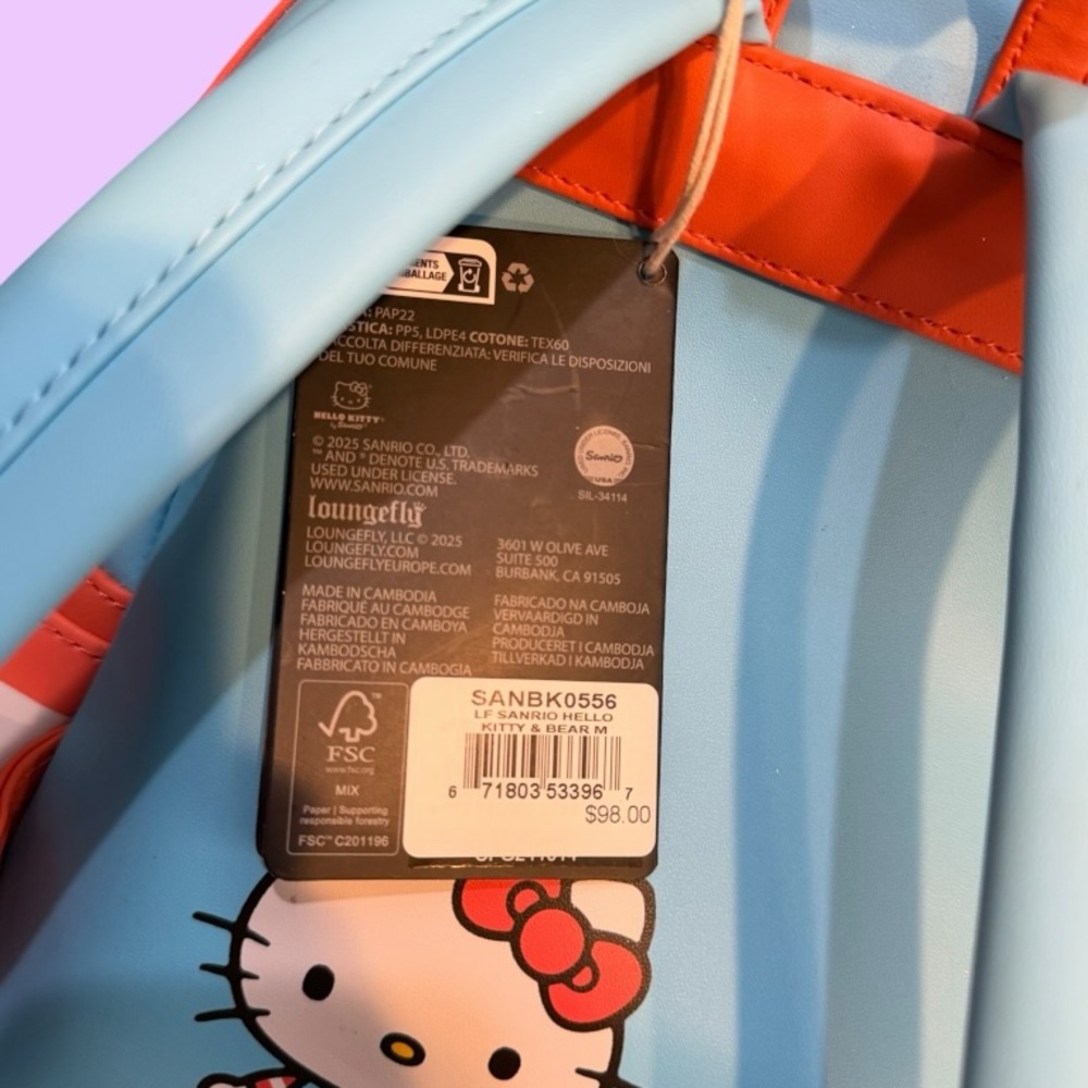 LOUNGEFLY🎀SANRIO HELLO KITTY🎀Collector Mini Backpack🎀Teddy Bear🎀Sherpa Plush🎀NWT - Picture 6 of 8